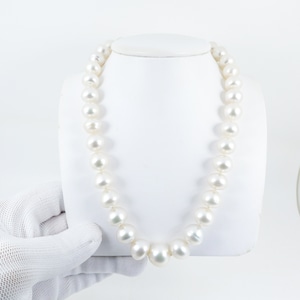 19&quot; Genuine WHITE South Sea Pearl necklace, 11.6 - 16mm Australian Seawater Cultured pearls, 14K Yellow Gold Spring Ring Clasp #SN307