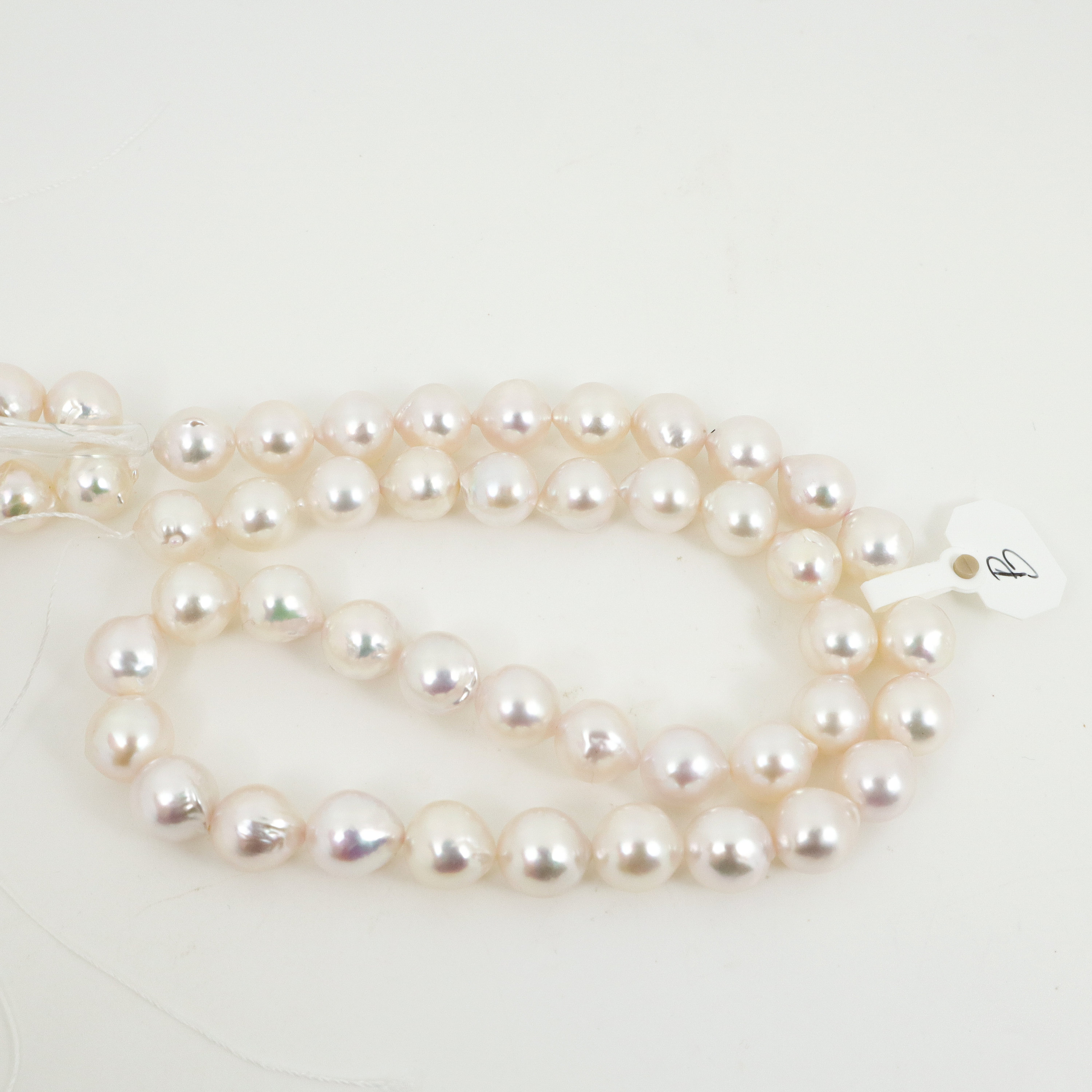 Rose Over-tones WHITE Akoya Cultured Pearl Strand/necklace, Top Luster ...