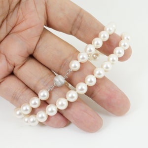 AAA-witte AKOYA-parelketting, grote Japanse zeewaterparels van 7,5 - 8,0 mm, 14 kt massief gouden sluiting #AN155