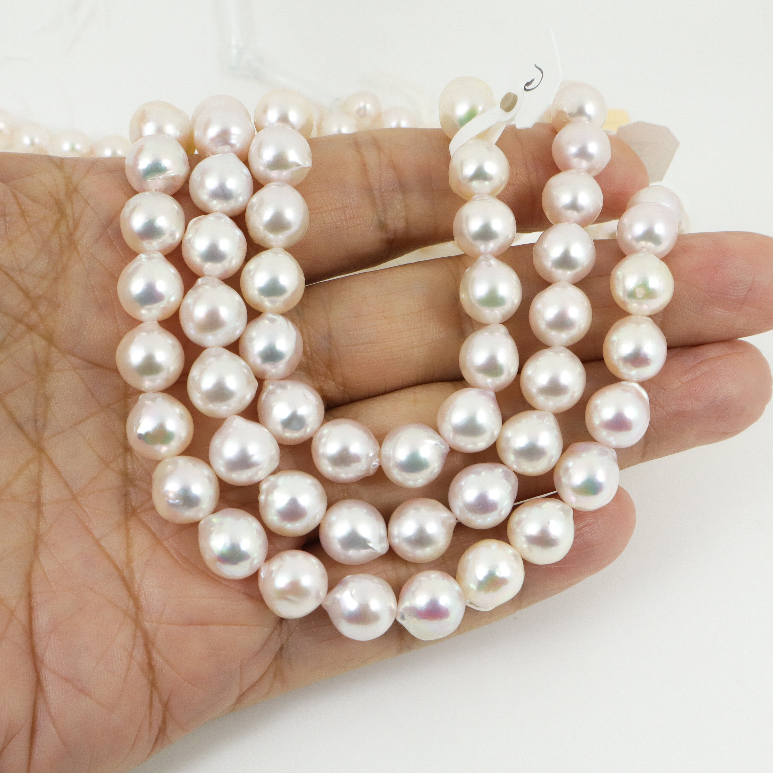 Rose Over-tones WHITE Akoya Cultured Pearl Strand/necklace, Top Luster ...