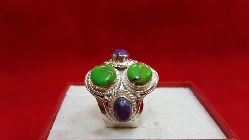 Sterling Silver Ring.Green Turquoise Ring.Gemstone Ring.Gifts.Engagement Ring.Handmade Ring.Solitaire Ring.Wedding Ring.Statement Ring.R221