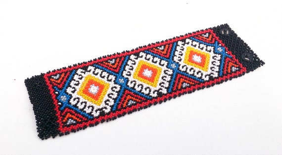 Beaded Bracelet Ethno Mexican Huichol Art Indianer Jewelry Etsy