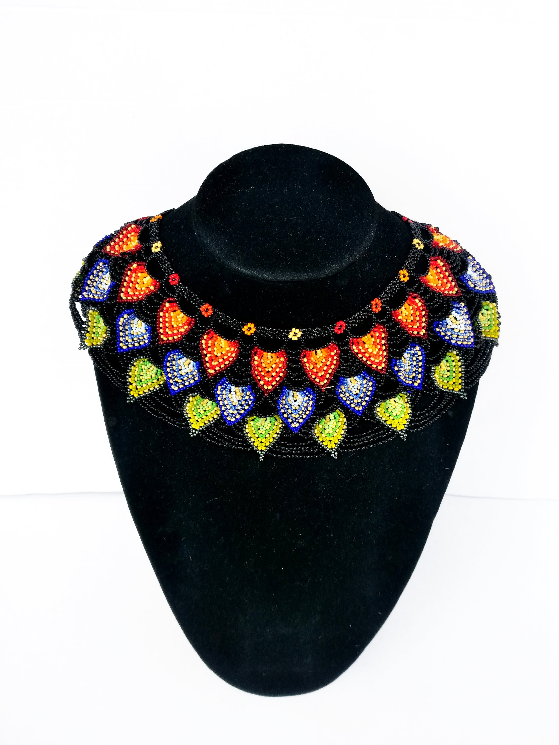 Beaded Collar Necklace of Colorfully Seed Beads Slavic Mexican Orient ...