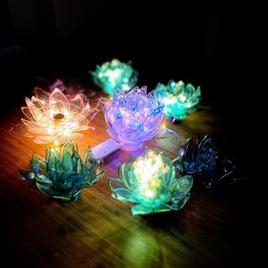 Lotus flower lamp made from recycled plastic