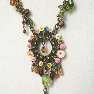 Statement chain necklace with colorfully pendants Indian boho hippie gypsy image 3