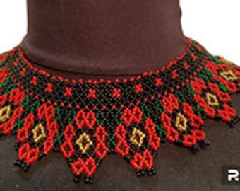 Instructions: Ukrainian necklace made of beads Slavic ethnic style "Sylanka" Red flowers