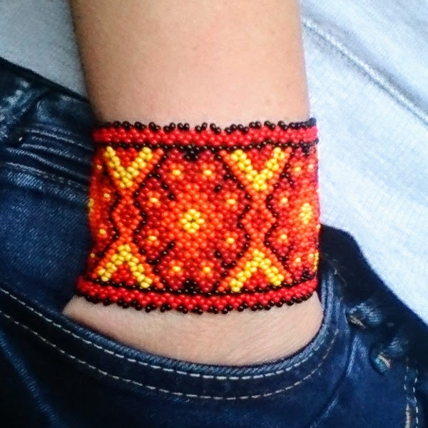 Mexikanischer Perlenarmband rot Ethno Boho Hippie schmuck