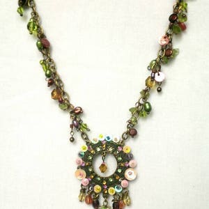 Statement chain necklace with colorfully pendants Indian boho hippie gypsy image 5