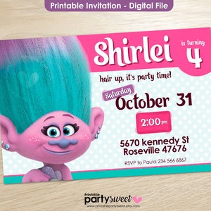 Anniversaire Les Trolls Poppy Imprimer Invitation Numerique Etsy Anniversaire Les Trolls Poppy Imprimer Invitation Numerique Etsy