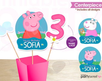 Peppa Pig Centerpiece, Peppa Pig Centerpiece, Peppa Pig decorations, Peppa pig party supplies, peppa pig birthday, peppa pig party printable