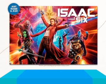 Guardians of the Galaxy Backdrop Decorations - kids party theme backdrop design - Personalized birthday backdrop or banner - Digital File