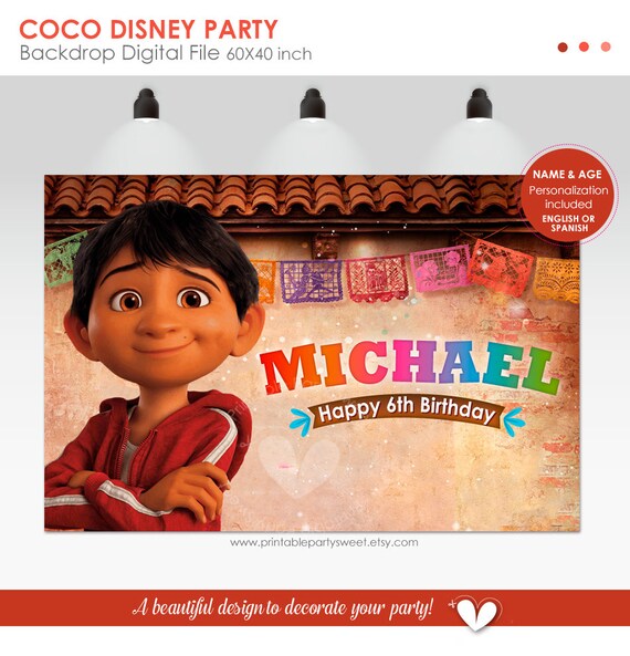 Coco Disney Birthday Backdrop Coco Party Supplies Background Etsy