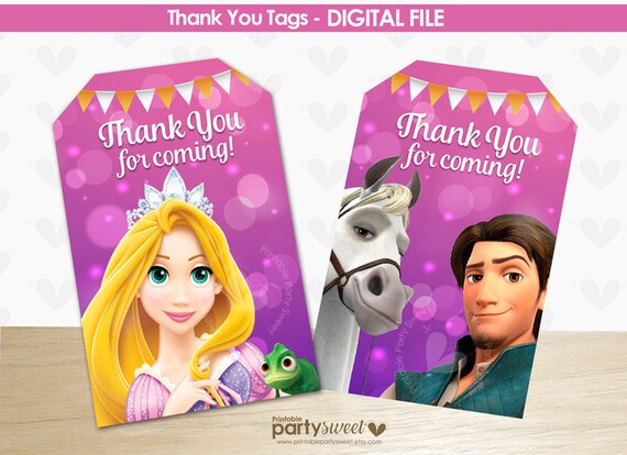 Tangled Thank You Tags Rapunzel Thank You Tags Tangled Gift Etsy