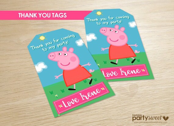Peppa Pig thank you tags Peppa Pig birthday party instant | Etsy