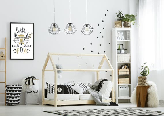 Scandinave impression petit renard, chambre à coucher monochrome ... Scandinave impression petit renard, chambre à coucher monochrome ...