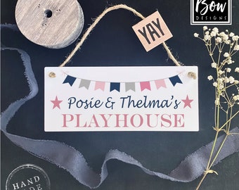 Personalized Weather proof playhouse sign, non fade playhouse sign, outdoor kids playhouse sign, navy, pink, nautical.