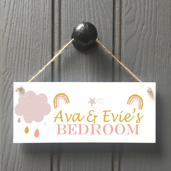 PERSONALISED Girls bedroom door sign rainbow dreams stars | Etsy
