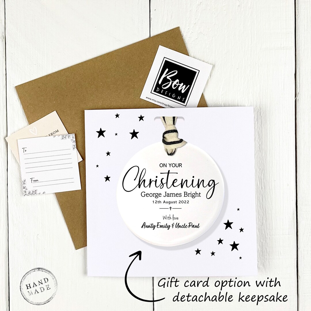 Personalised Ceramic Christening Gift, Baby Boy Christening Keepsake