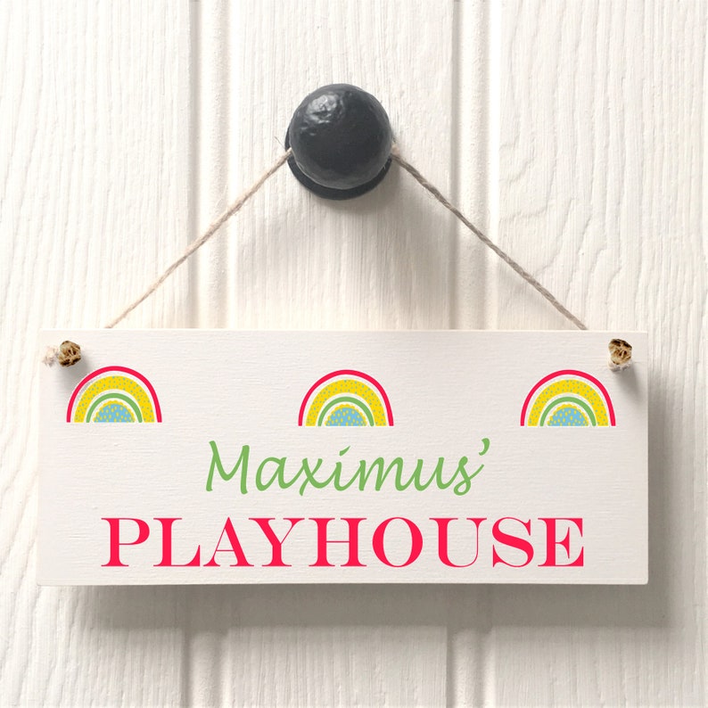 PERSONALISED children's playhouse sign, kids birthday gift, playroom signs for kids, navy, grey pink, den, playroom image 7