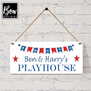 PERSONALISED children's playhouse sign, kids birthday gift, playroom signs for kids, navy, grey pink, den, playroom image 4