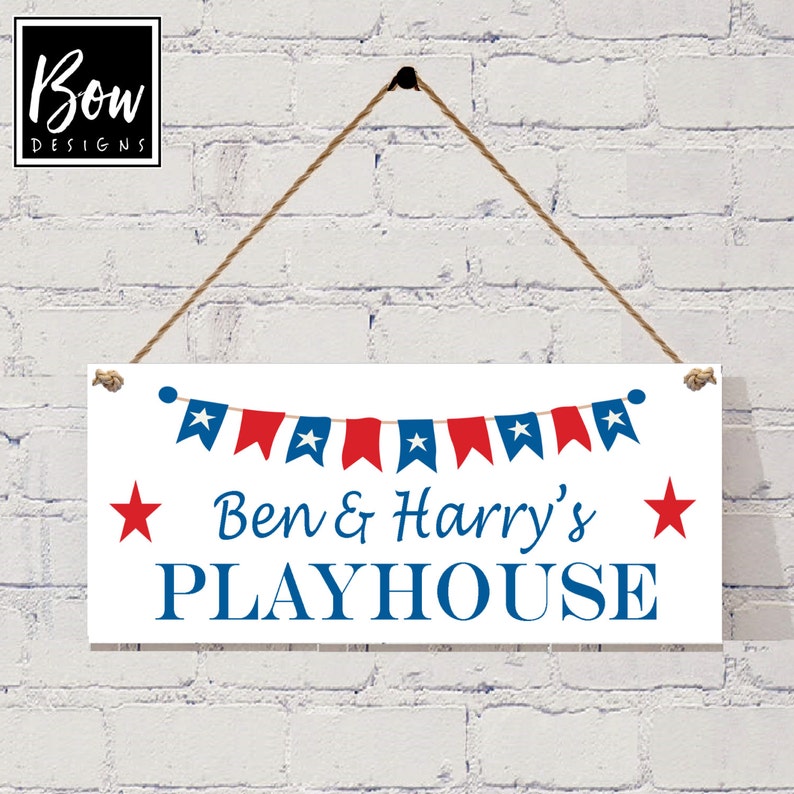 PERSONALISED children's playhouse sign, kids birthday gift, playroom signs for kids, navy, grey pink, den, playroom image 4