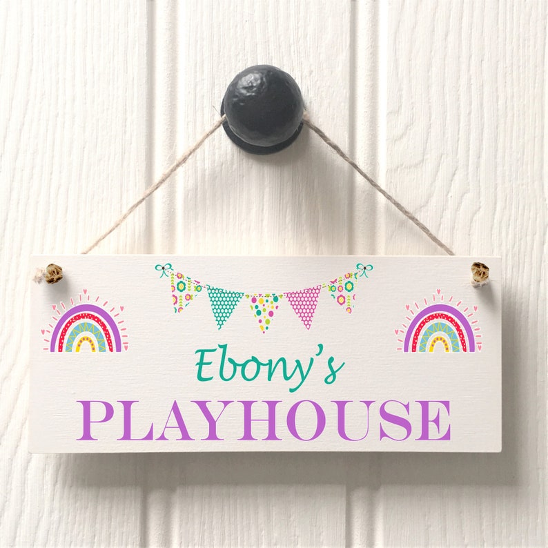 PERSONALISED children's playhouse sign, kids birthday gift, playroom signs for kids, navy, grey pink, den, playroom image 6