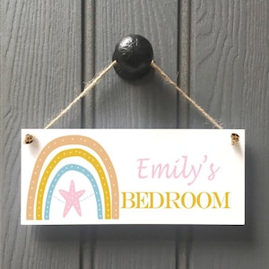 PERSONALISED PLAYHOUSE SIGN//Rainbows// Girls sign// Yellow rainbow// pink star//girls and boys playhouse// children's birthday gift// image 1