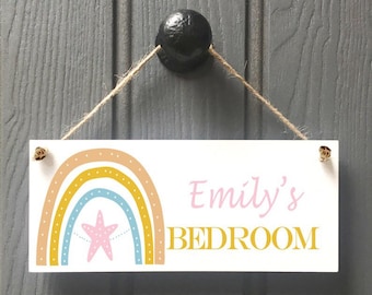 PERSONALISED PLAYHOUSE SIGN//Rainbows// Girls sign// Yellow rainbow// pink star//girls and boys playhouse// children's birthday gift//