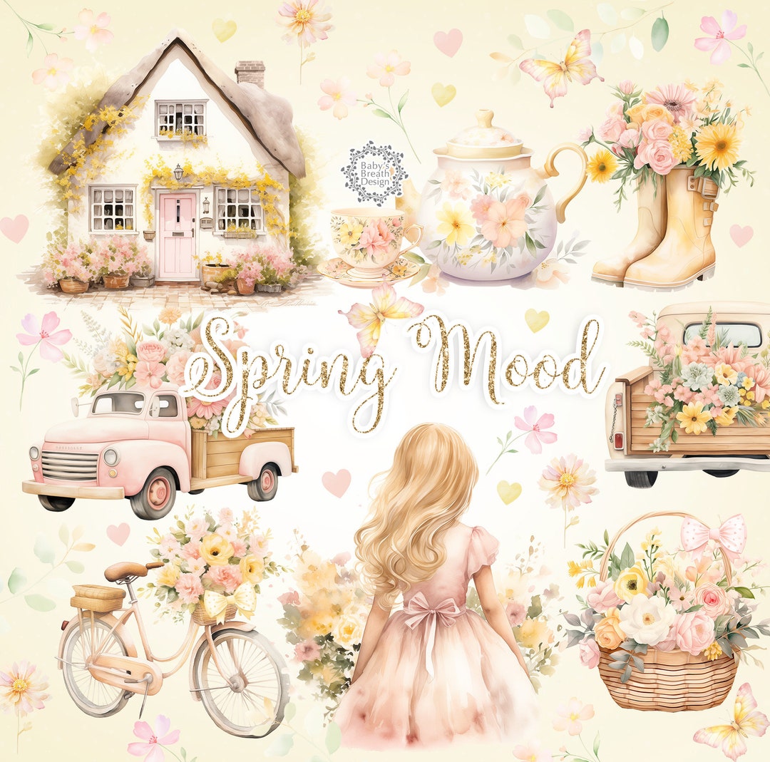 Spring Mood Design Spring Mood Design, Spring Clipart, Flower Digital, Flowers, Pattern ...