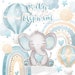 Watercolor Baby Elephant Design Boy , Rainbows Clipart, Instant ...