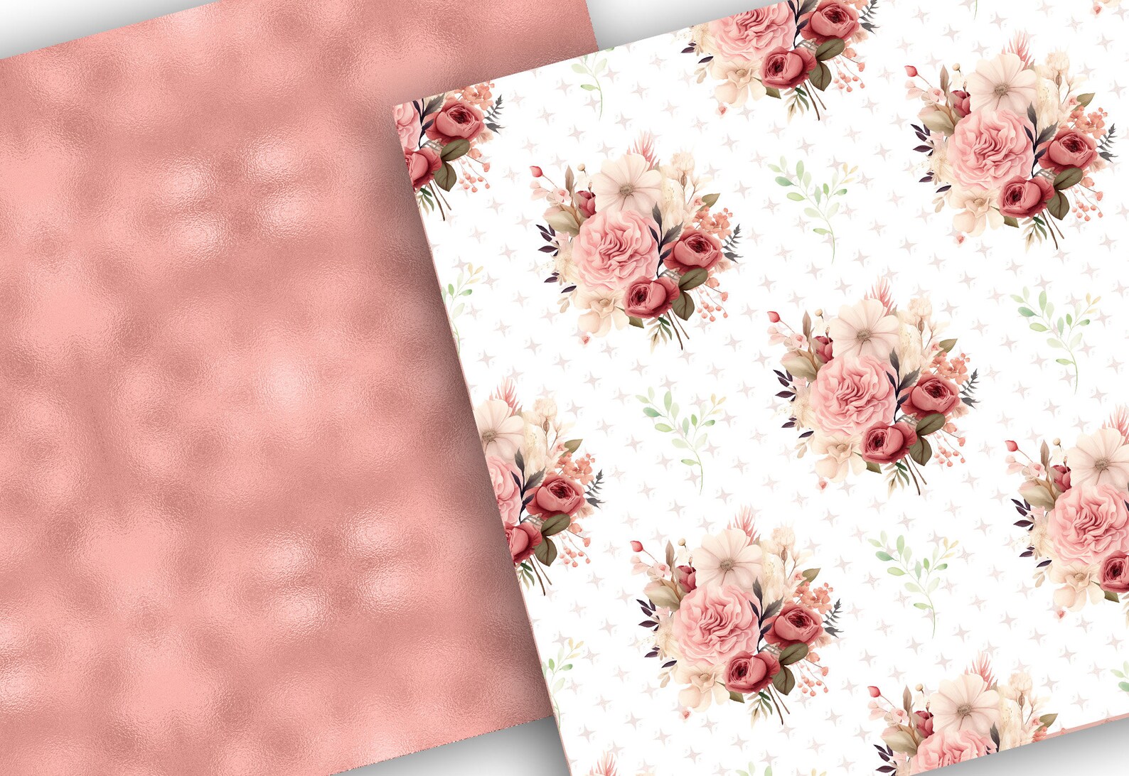 Watercolor Rose Gold Digital Paper Pack, Spring Pattern, Romantic ...