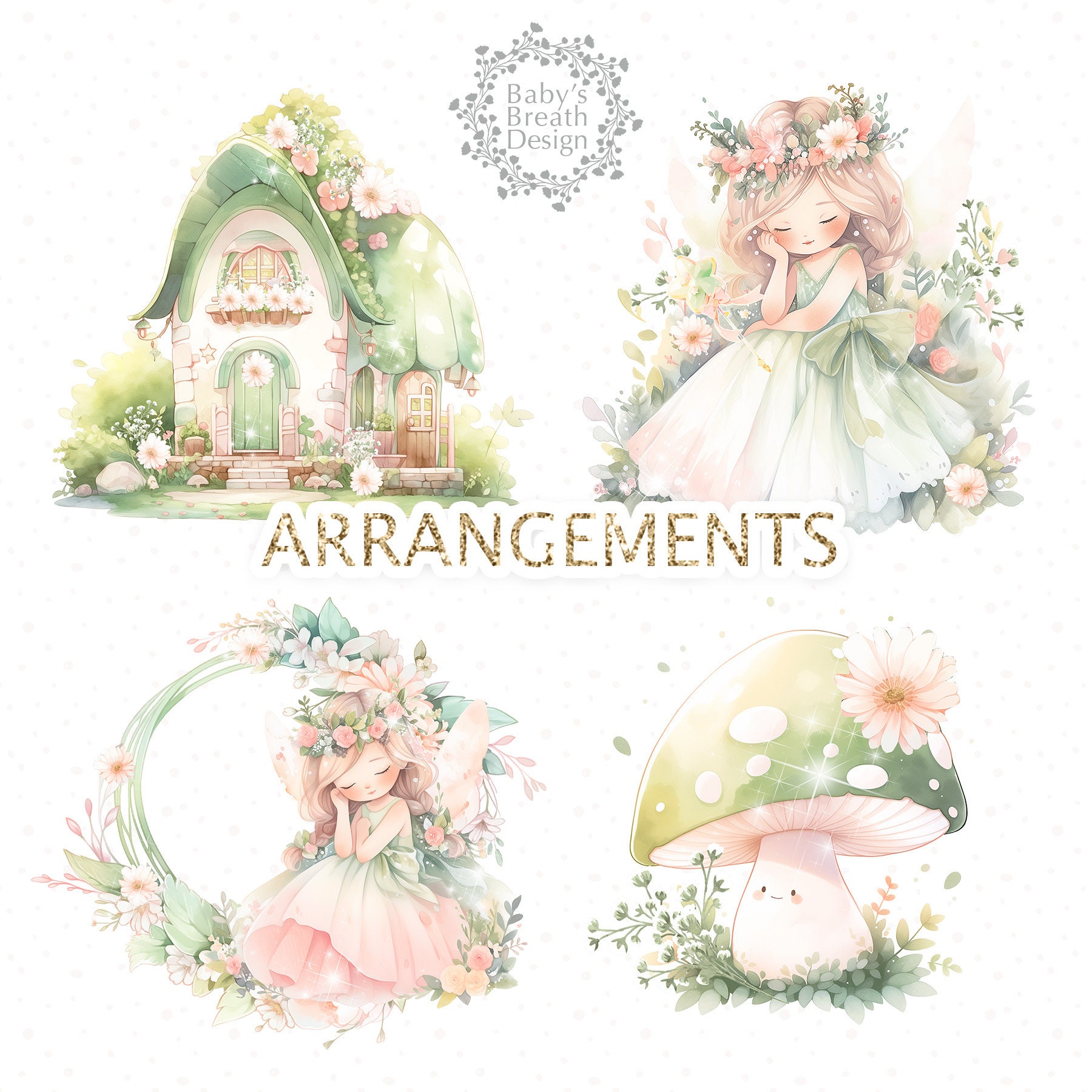 Watercolor Fairy Tale Digital Design, Fairy Clipart, Romantic Clipart ...