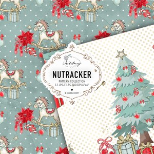 Watercolor Nutcracker Red Digital Paper Pack, Xmas Pattern, Christmas ...