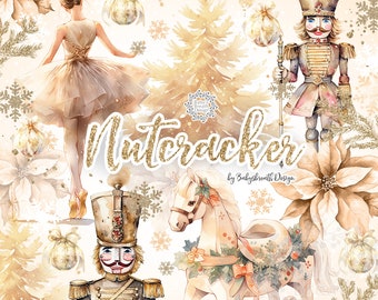 Nutcracker Christmas Gold digital design, Xmas clipart Christmas clipart, ballet clipart, Holiday Clipart, christmas tree clipart
