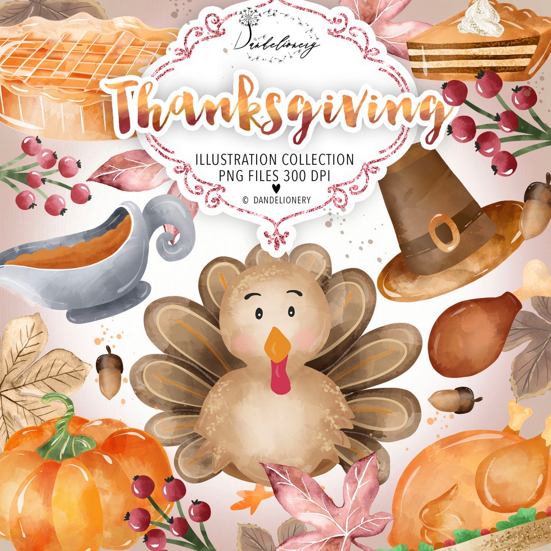 Watercolor Thanksgiving Design, Autumn Leaves, Thanksgiving Clipart