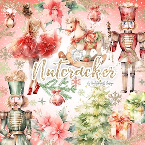 Nutcracker Christmas Gold digital design, Xmas clipart Christmas clipart, ballet clipart, Holiday Clipart, christmas tree clipart
