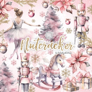 くるみ割り人形のクリスマス デジタル デザイン、クリスマス クリップアート、かわいいクリスマス クリップアート、バレエ クリップアート、ホリデー クリップアート、クリスマス ツリー クリップアート
