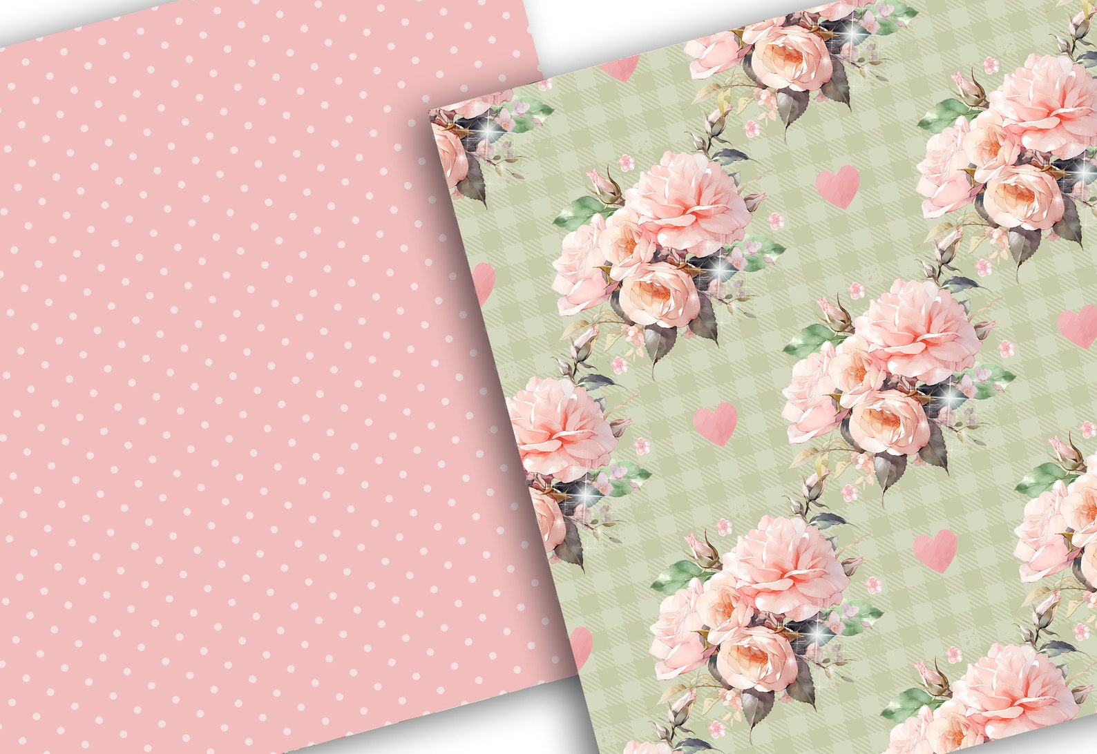 Watercolor Pink Roses Digital Paper Pack, Spring Pattern, Romantic ...