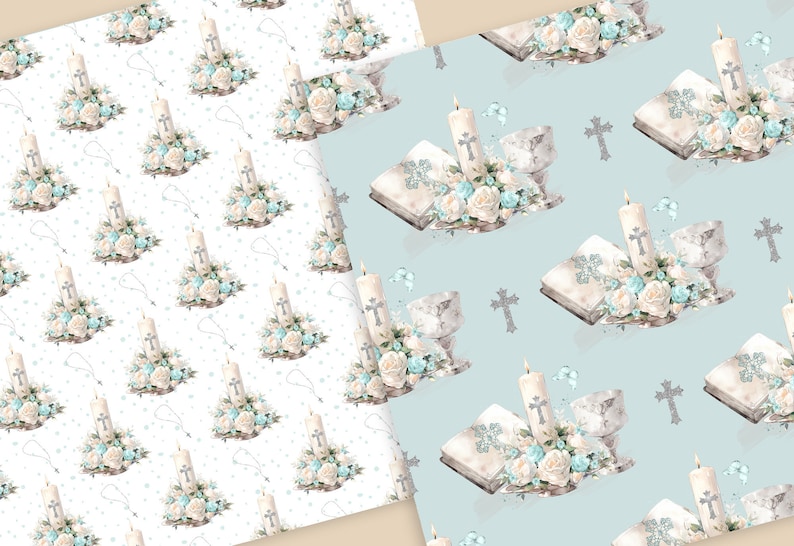 Watercolor First Communion Digital Paper Pack, Watercolor First ...