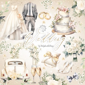 Acuarela Marfil Boda diseño digital, imágenes prediseñadas de boda, imágenes prediseñadas románticas, día nupcial, imágenes prediseñadas de boda, ramo de boda, flor