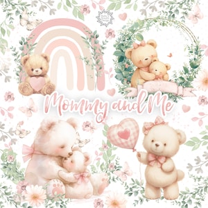 Acuarela oso de peluche mamá y yo diseño digital, imágenes prediseñadas de oso de peluche, imágenes prediseñadas de oso lindo, imágenes prediseñadas de oso de peluche de niña dulce, archivos PNG