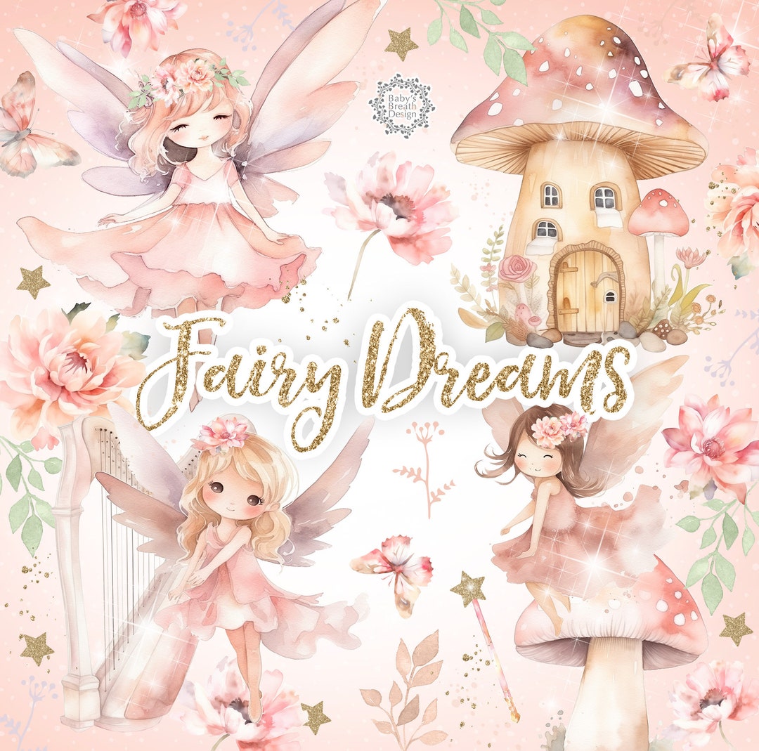Watercolor Fairy Tale Digital Design, Fairy Clipart, Romantic Clipart ...
