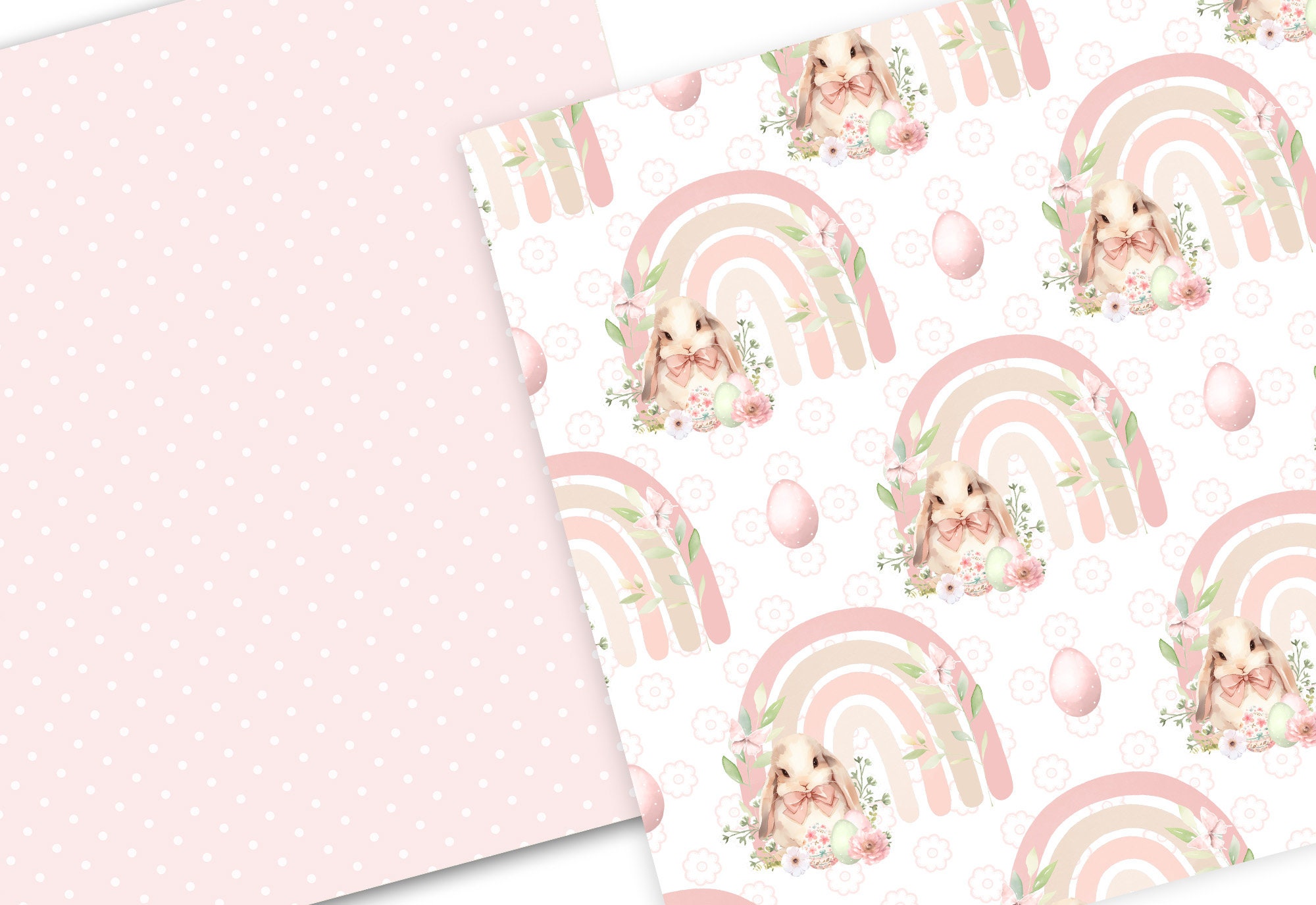 Watercolor Happy Easter Digital Paper Pack, Spring Pattern, Romantic ...