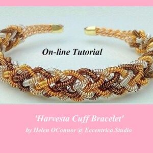 Wirework Tutorial Kumihimo - Wirehimo  braiding with wire and coils  - 'Harvesta' Handbraided Wirework, On-line Tutorial