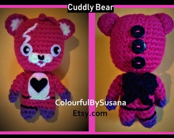 cutest cuddle pink teddy soft figure handmade amigurumi crochet inspired by the most famous battle royale videogame skin 10cm 4inch - fortnite skins pink bear
