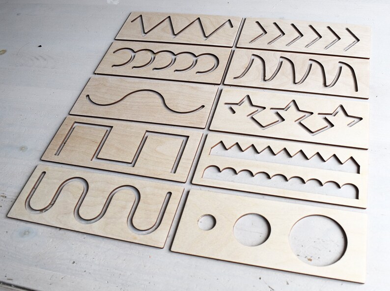 Wood Tracing Board Montessori Learning Resource Etsy