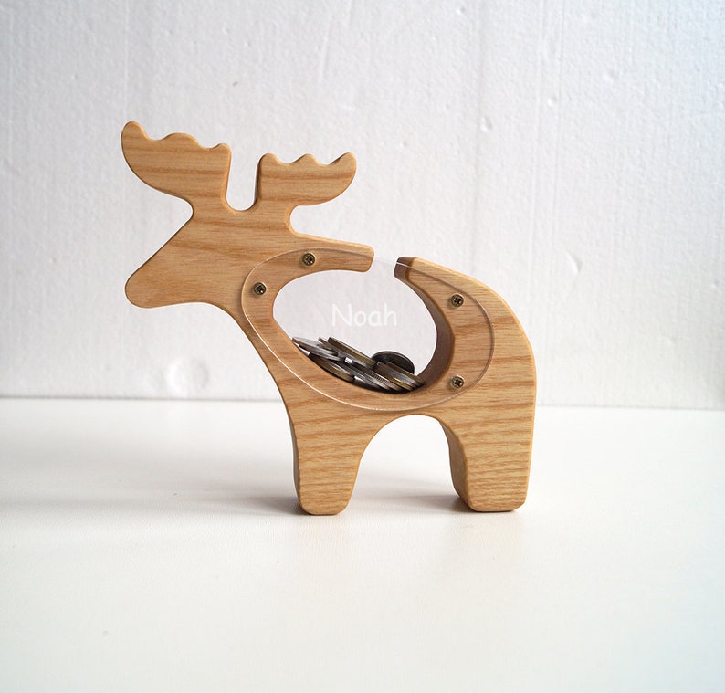Personalized Piggy Bank Piggy bank for girls Child money box Money Box Children/'s Bank Wooden Piggy Bank Elk Piggy Bank Kids Bank