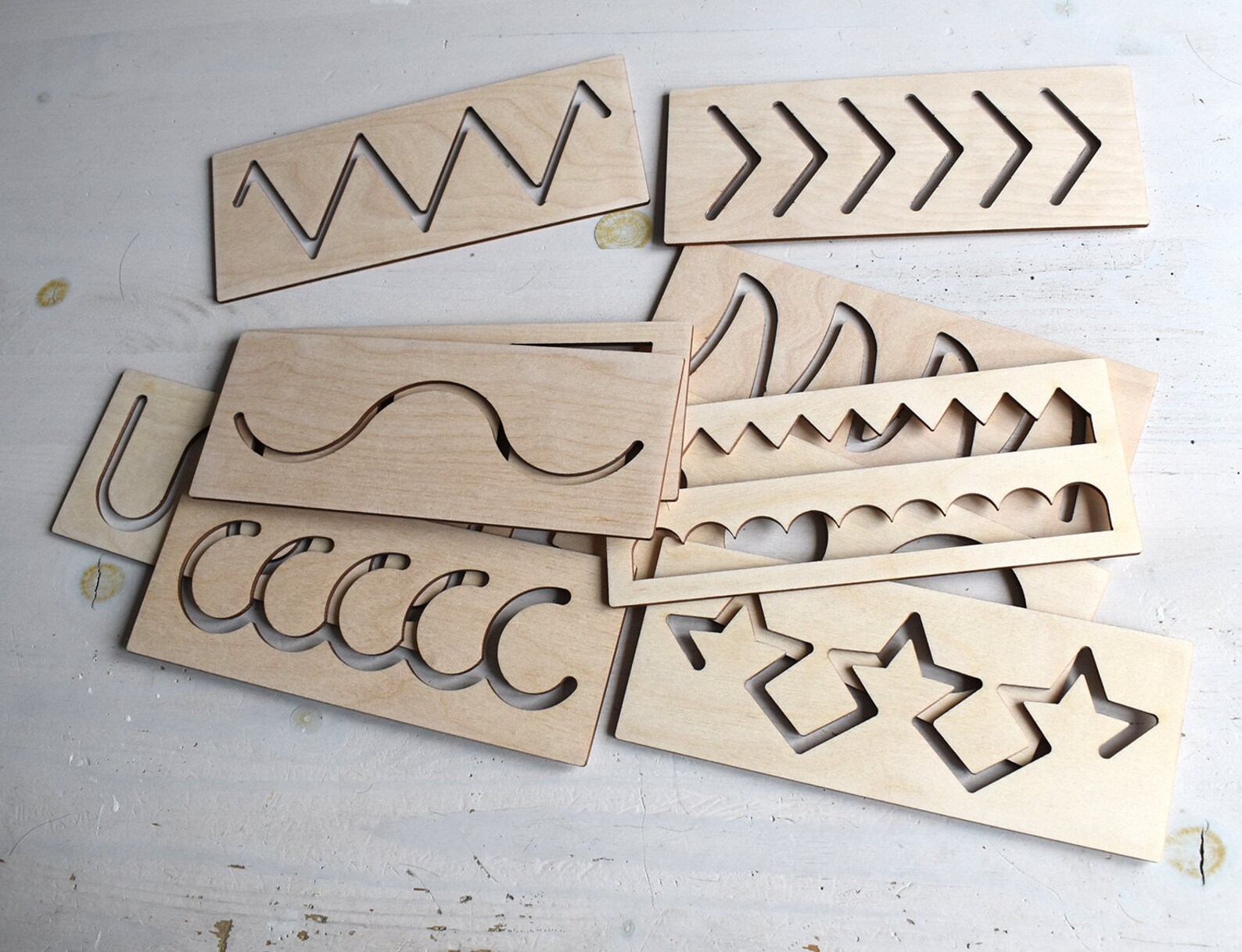 Wood Tracing Board Montessori Learning Resource Etsy