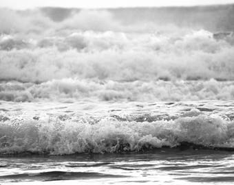 Rolling In - Original Digital Photograph Ocean Waves Beach Nautical Coastal Fine Art Home Wall Decor Digital Download Black White Nature