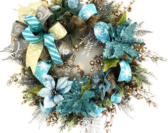 elegant blue and silver christmas wreath ornate evergreen christmas wreath blue christmas wreath gorgeous holiday wreath winter wreath - Blue Christmas Wreath elegant blue and silver christmas wreath ornate evergreen christmas wreath blue christmas wreath gorgeous holiday wreath winter wreath - Blue Christmas Wreath